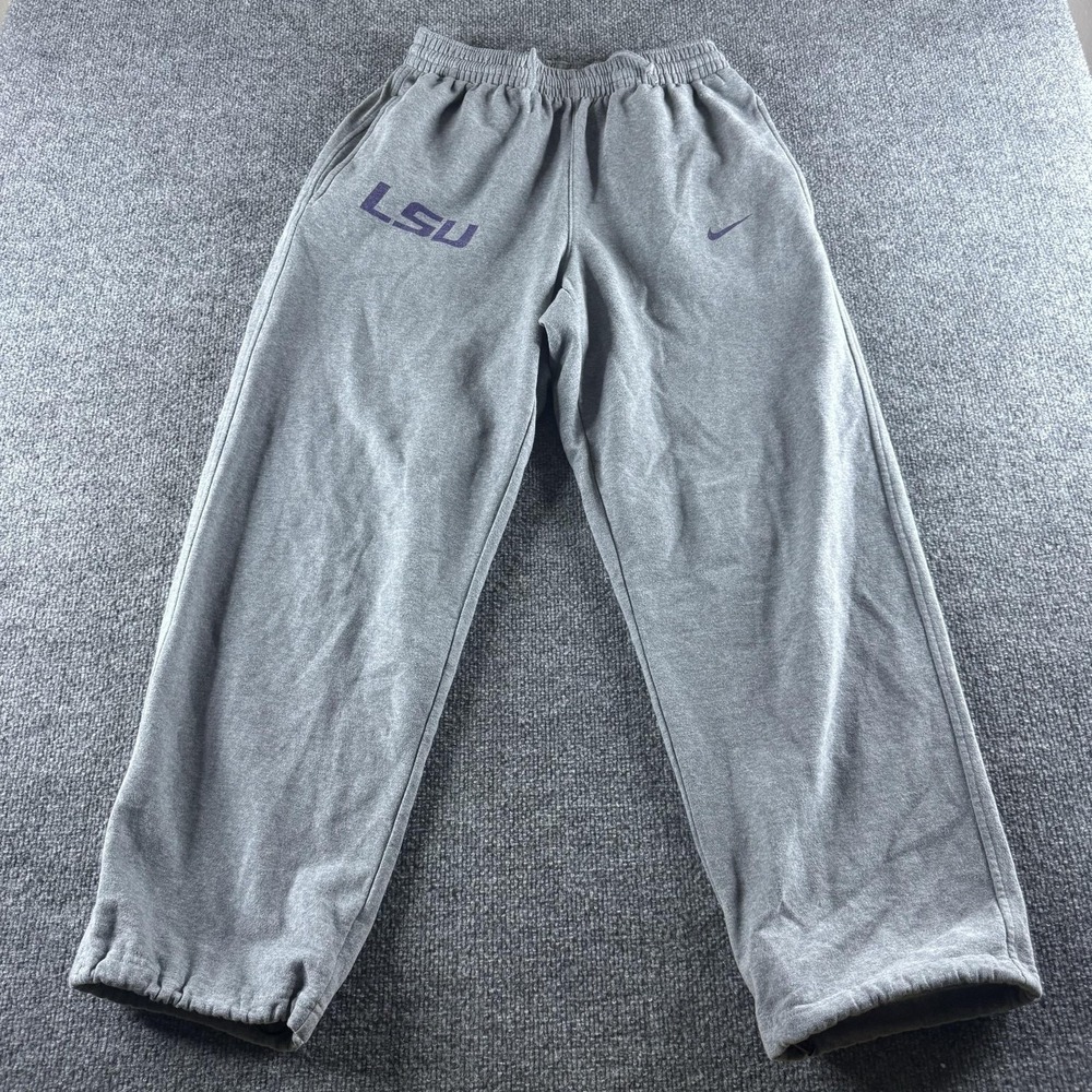 Nike LSU Tigers Pants Mens Small Gray NCAA Fleece Sweatpants Basketball Sports